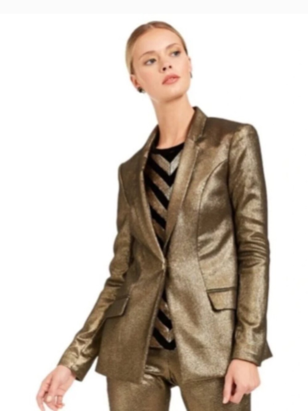 I.N.C. Dark Gold Metallic 1 Button Blazer. Size S